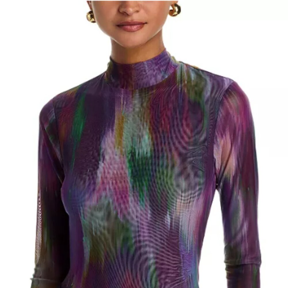 AQUA Turtleneck Mesh Top - Exclusive,  XXL
